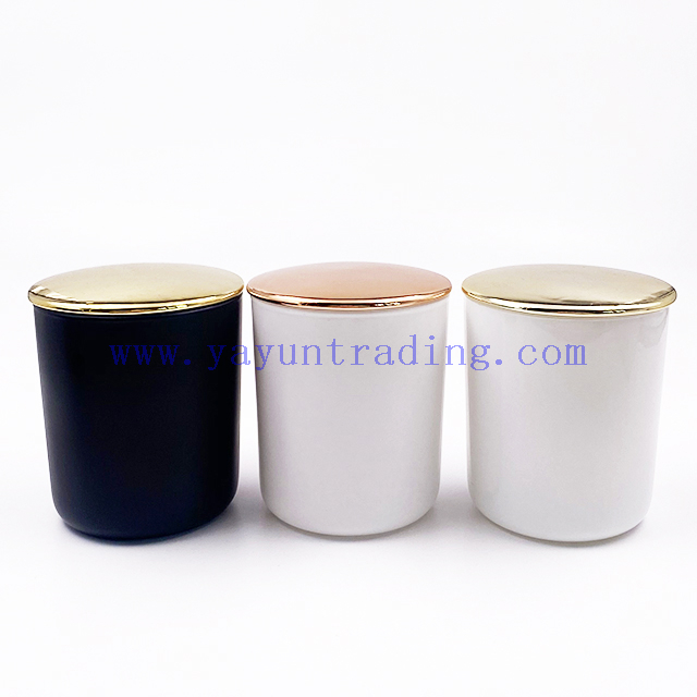 Custom Logo Luxury 12oz Container White Empty Frosted Glass Candle Jars With Lids