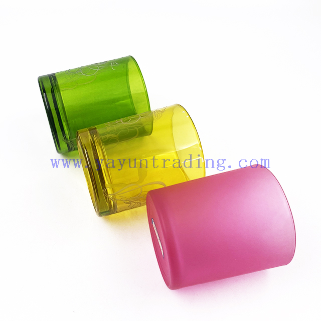 Empty Straight Side Glossy Frosted Custom Glass Candle Jar Holder for Candle Making