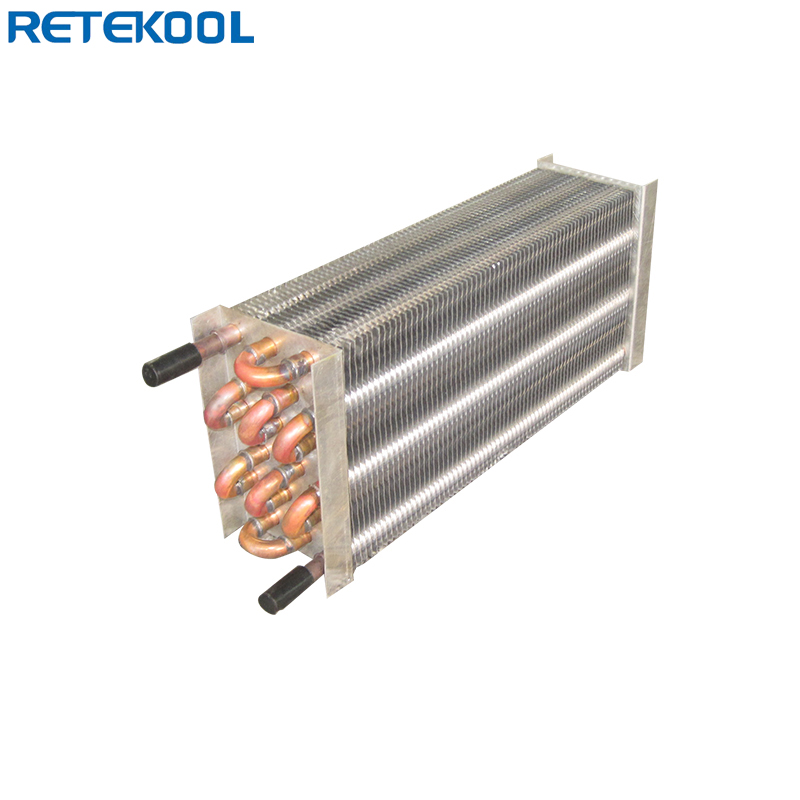 Evaporatore alettato in alluminio a tubi di rame tipo L per pompa di calore