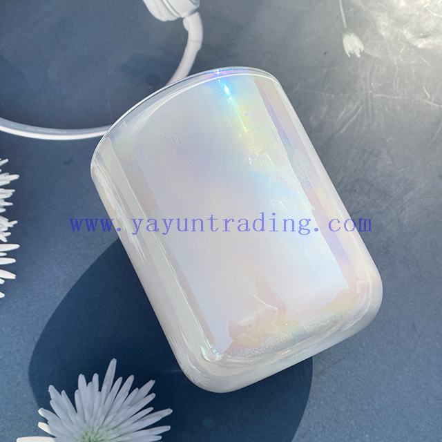 16oz Iridescent Candle Jars Custom Glass Candle Holder For Candle Making