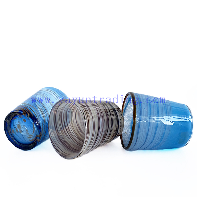 Unique Design Hand Blown Horn Shape Swirl Glass Candle Jar