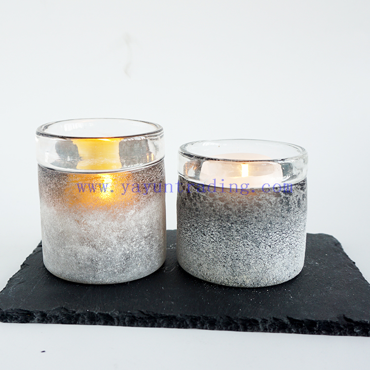 Wholesale 8oz 10oz handmade grey green sandblasted glass candle tumbler jar for candle wax