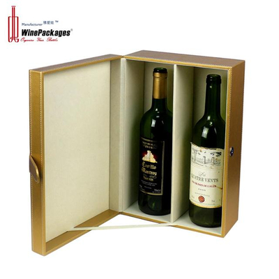 Wholesale golden leather wine gift box