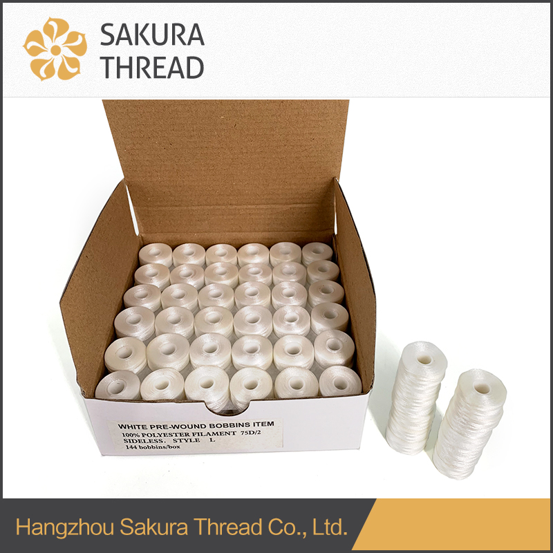 L型 无边 绣花底线 缝纫底线 白色/黑色 Prewound Bobbin Thread 