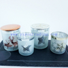 wholesale frosted laser cutting design silver mercury glass candle holders with decor lids
