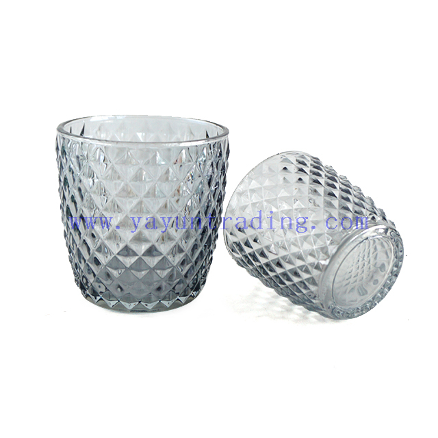 Popular 170ml Translucent Empty Horn Grey Glass Candle Cup