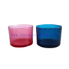450ml Colorful Translucent Cylinder Tumbler Glass Candle Holder with Wooden Lids