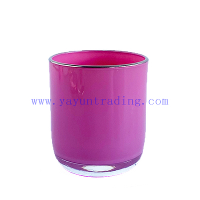 Luxury inside Spray Color Empty Votive Glass Candle Jar with Gold Rim