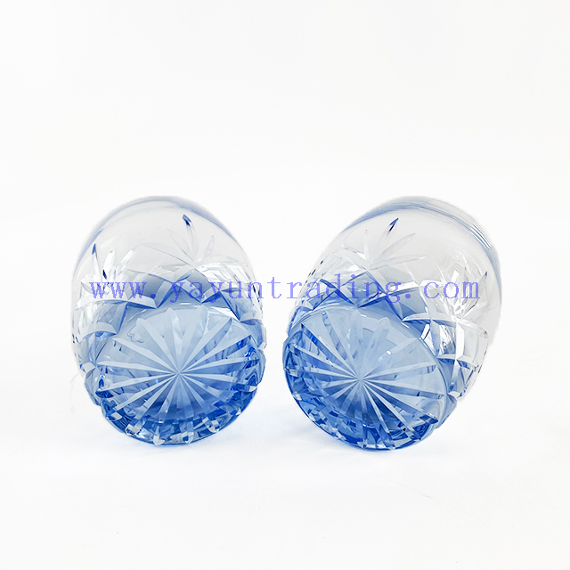 Unique Hand Made Blue And Crystal Glass Set