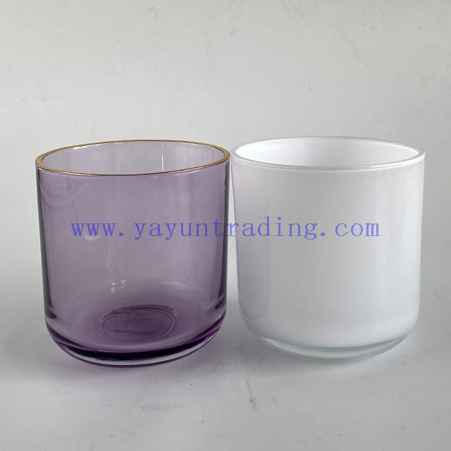 Hot Sale Round Bottom 16oz Shiny White Glass Candle Jars for Candle Making