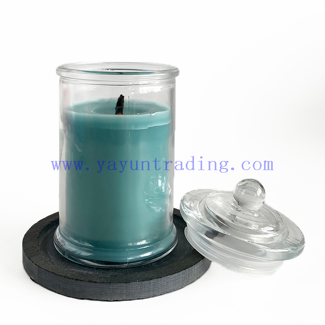 Wholesale Clear Glass Jar With Lid Blue Soy Wax Candle Holder