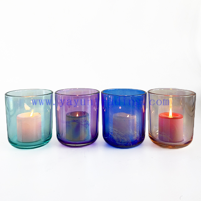 Custom Colors Opaque Translucent Blue Glass Candle Holders