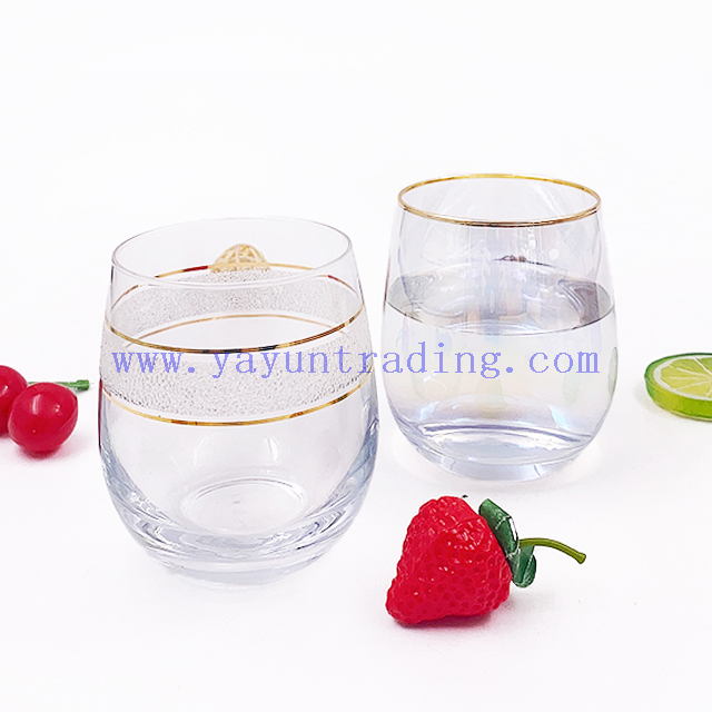 Clear Whisky Glass Stemless Wine Glasses Egg Shaped Glass Tumblers for Party Wholesale