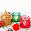 Luxurious Colorful Dome Candy Jars 400ml Diamond Embossed Colored Glass Candle Holder with Lids