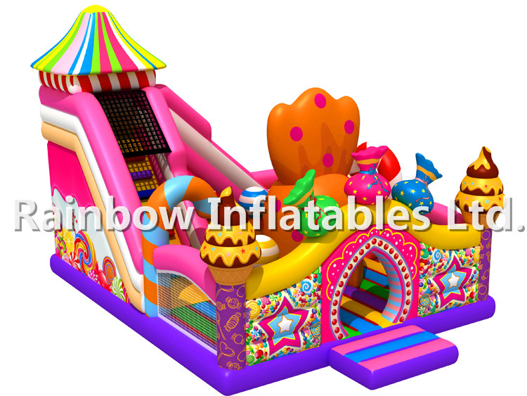 RB04054 (9x9x6m) Inflatable Hot candy theme funcity with slides for child