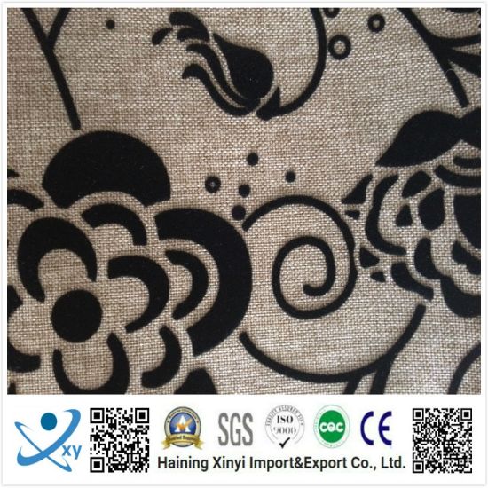 100% Polyester Material and Flocked Pattern Sofa Fabric