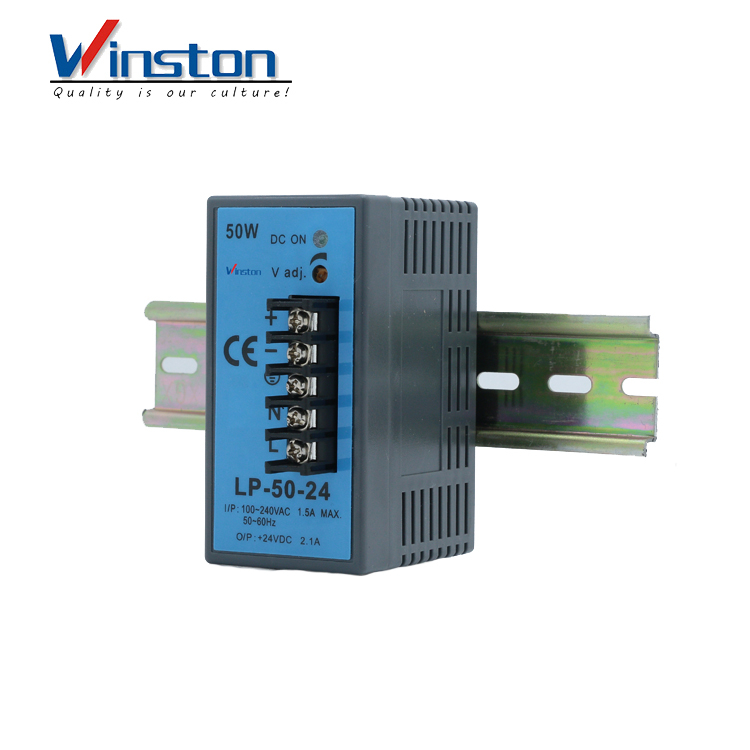 LP50-24 Salida única Dc 2.1A 24V 50W Pantalla LED Fuente de alimentación conmutada de riel DIN