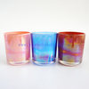 Pink Blue Holographic Decorative Glass Candle Jars for 12oz of Wax Filling 