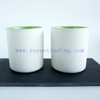 Fancy Ceramic Candle Holders 12oz Cylinder Votive Empty Wholesale Matt White Green Candle Jars