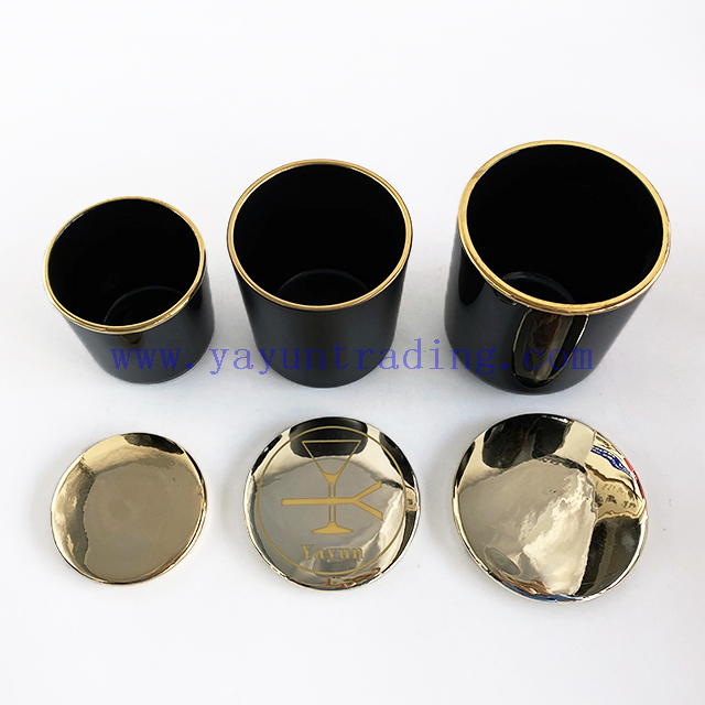 250ml 395ml 480ml gold silver rim for white candle holder glass luxury candle  vessels with lids