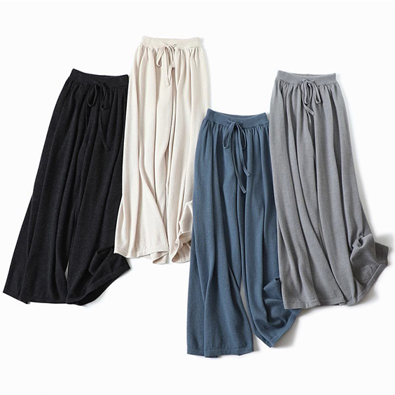 Lady Casual Wide Leg Cashmere ဘောင်းဘီ