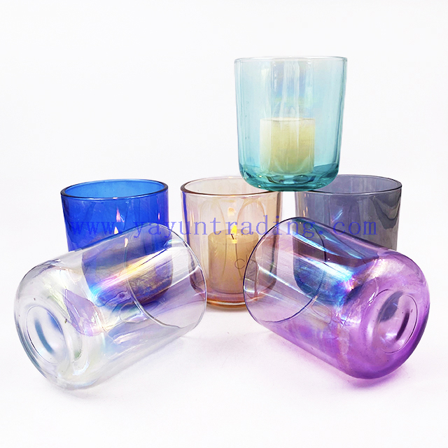 Wholesale 16oz Iridescent Candle Jar with Lid Round Bottom Popular Style Empty Vessels