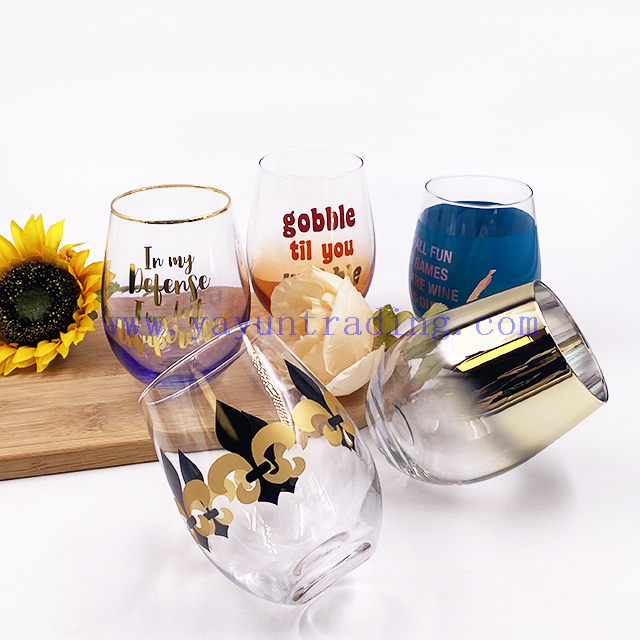 High Quality Stemless Color Electroplated Wine Glass Tumbler Egg Shape Cups As Gift