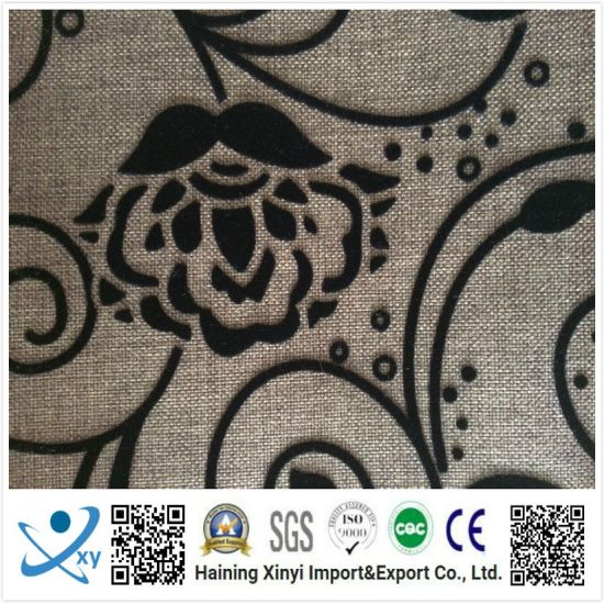 100% Polyester Material and Flocked Pattern Sofa Fabric