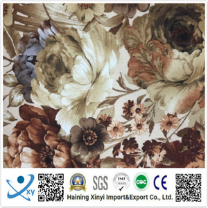 Latest Design Popular Retro Flower 100% Polyester Woven Imitation Linen Printed Fabric
