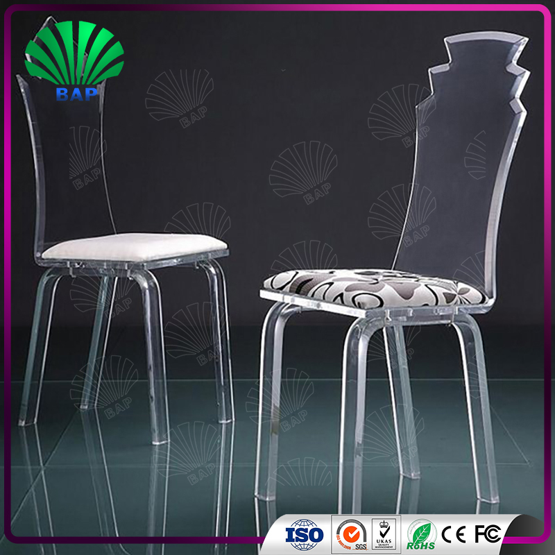 Colored Acrylic Lucite Plastic Dining Chair High Back Armless Chair for