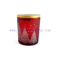 Popular Cylinder Laser Engrave Red Candle Holder 400ml With Custom Gold Wooden Lid