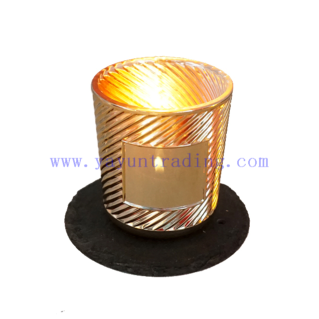 Different Size Empty Cylinder Popular Classical Gold Round Glass Candle Jar