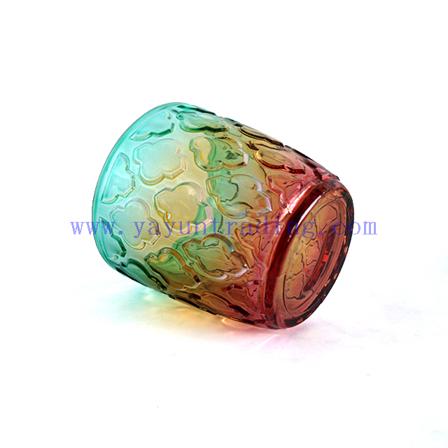 Wholesale 10oz 300ml Translucent Rainbow Shiny Horn Glass Candle Holder