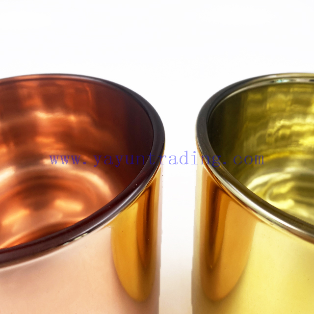 Electroplated Decorative Empty Shiny Luxury Electroplated Glass Candle Jars Empty Vessels