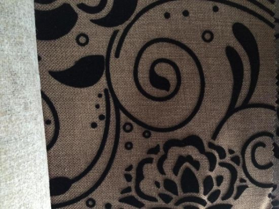 Cheap Price Linen Fabric with Flocking for Sofa and Chair