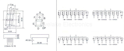1位1.2英寸7段双色LED数码管 (WD12011-AEG/BEG/CEG/DEG)