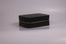 Black Sewing Leather Zipper Closure travel jewelry box