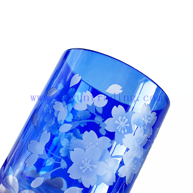 Hot Sale Blue Cylinder Shaped Shot Glass Cup/ Cocktail Juice Glass Cup