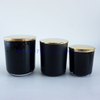 wholesale yayun best selling 8oz 12oz and 16oz black glass candle containers with gold rim and lids