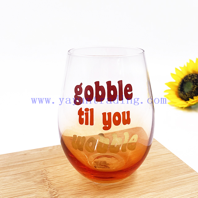 Customized Logo Design Lead Free Stemless Crystal Glass Egg Shape Drinking Cup