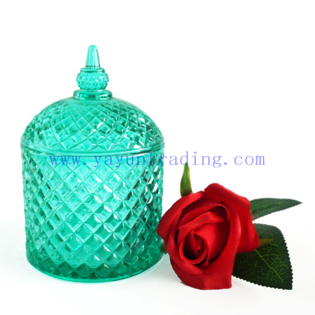 Luxury Colorful Pineapple Shape Empty Glass Candle Jars with Dome Glass Lids