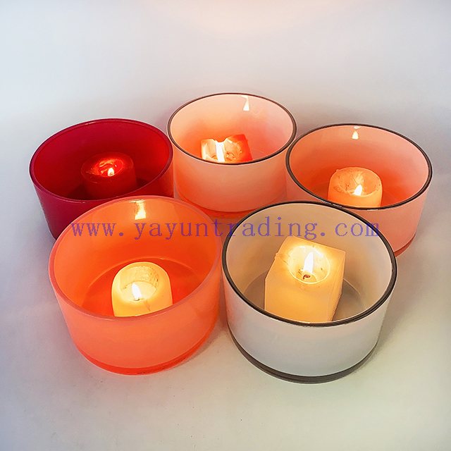 Custom 3 Wick Candle Jars Colorful Vessels Luxury Glass Candle Holder with Gold/silver Rim Large Size Candle Containers
