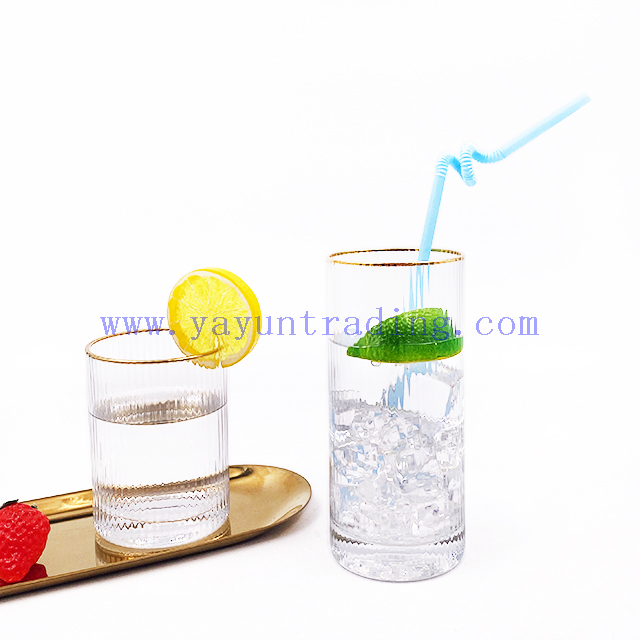 Japanese Cylinder Creative Transparent Vertical Stripes Glass Water Mug Wine Glass Tumblers