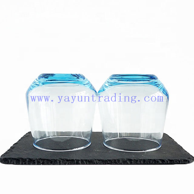 Exquisite Crystal 370ml Blue Water Drink Glass Cup for Whiskey Glass Tumbler