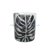 400ml empty frosted glass candle jar votive candle holders with gold printing design sealed wood lid