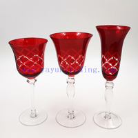 Vintage Colored Red Wine Glass Stemware Wine Glasses Cup Goblets