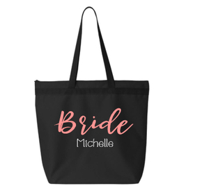 Denier Tote Bag With Zippered Closure