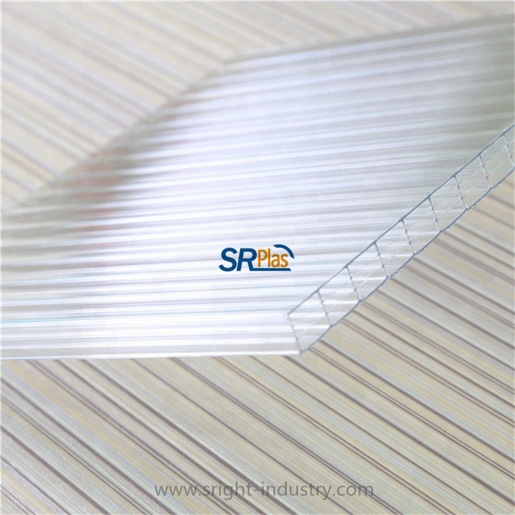 14mm Clear Color Four Wall Polycarbonate Hollow Sheet Transparent PC Roofing Sheet for Buildings