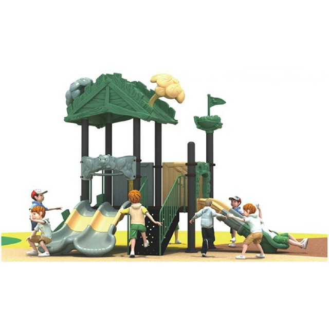 Outdoor Kinder kleiner Baumhaus Spielplatz mit drei Rutschen (ML-2002602)