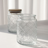 Retro Embossed Begonia Pattern Glass Sealed Jar 